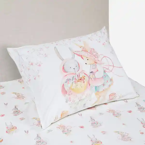 Funda Plumón Kids Reversible Hora Del té 1.5 Plazas Rosen