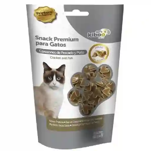 Kiboo Pets Snack Premium para Gatos Corazones de Pescado y Pollo