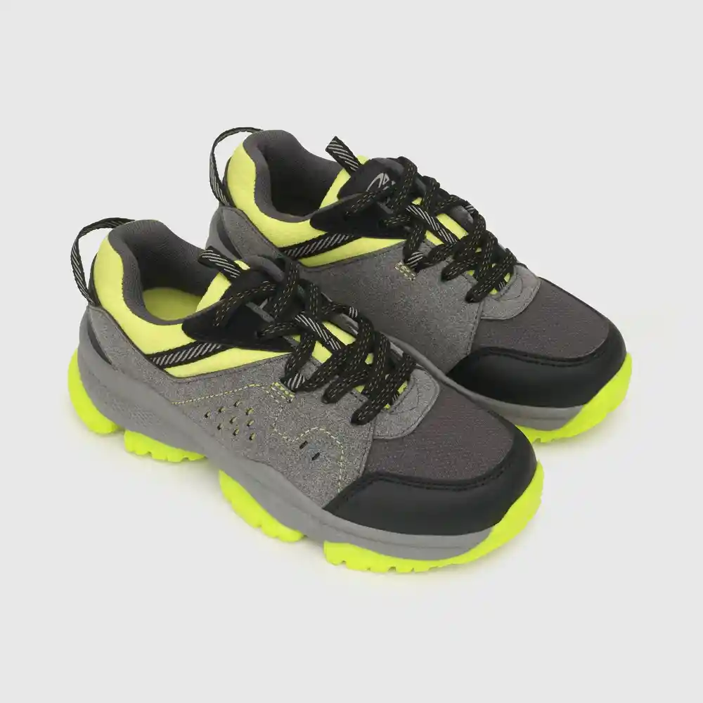 Zapatillas Outdoor Para Niño Gris Y Amarillo Talla 29