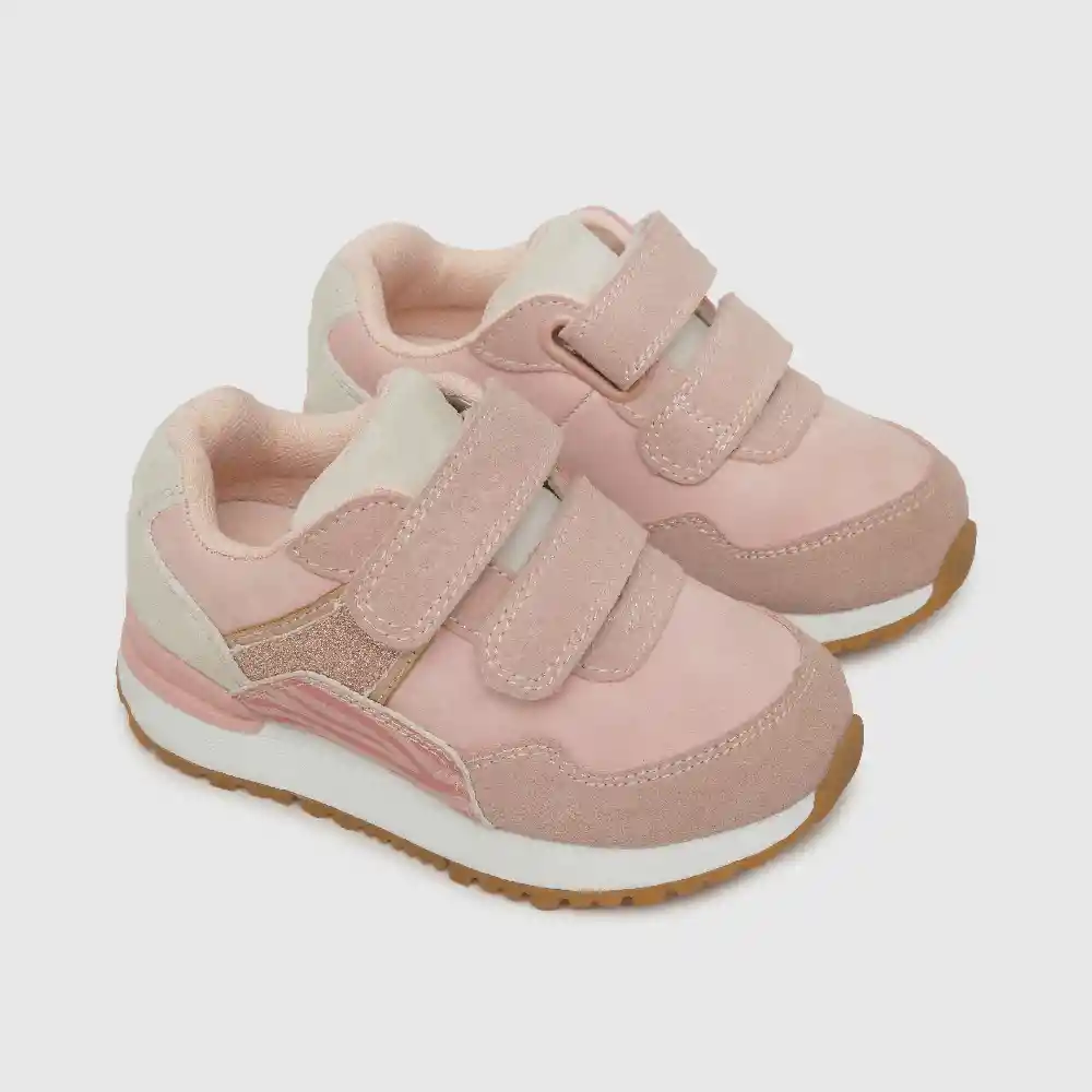 Zapatillas Dos Velcros Jogging De Niña Rosado Talla 25