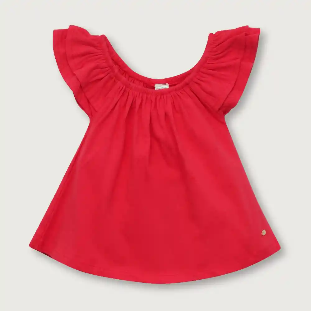 Polera Con Doble Manga Corta Niña Fucsia Talla 6m