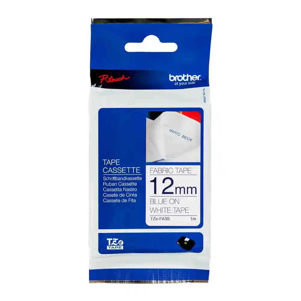 Brother Cinta Para Rotulador Tela Azul Sobre Blanco Tzefa3