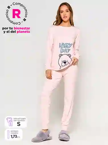 Index Pijama Manga Larga Cute Print Rosado Talla M Fb V25