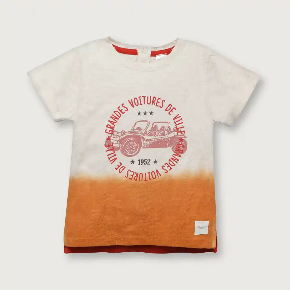 Polera Degradé De Niño Damasco Y Blanco Talla 4a