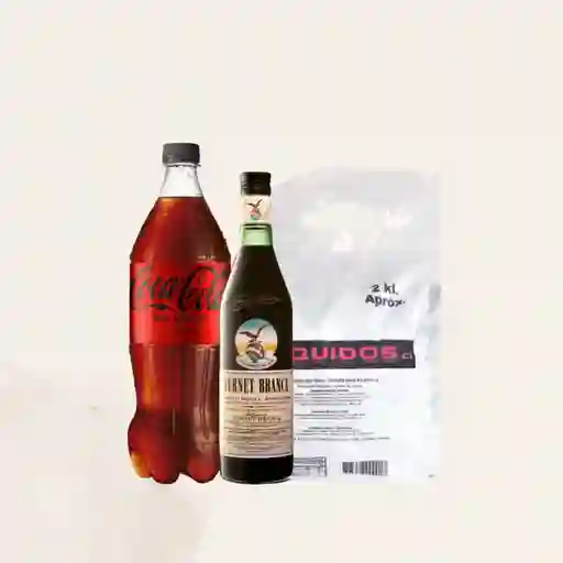 Combo Fernet + Coca-Cola Zero 1.5 L+ Hielo 2 Kg