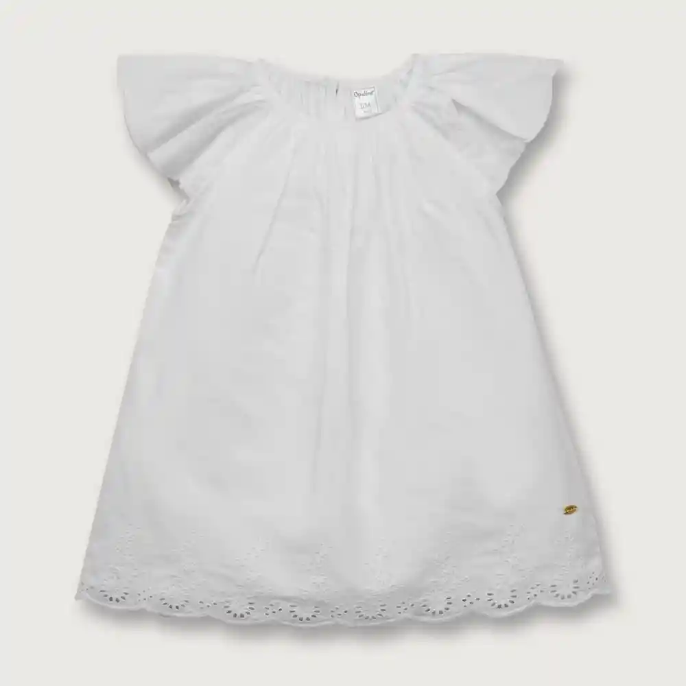 Vestido De Niño Manga Raglán Blanco Talla 4 Años