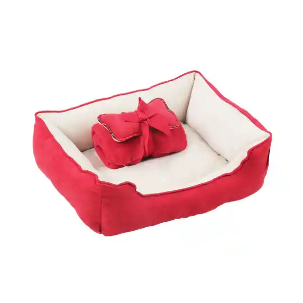 Pawise 3en1 Cama Manta Cojín Roja