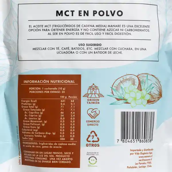 Manare Aceite Mct Polvo