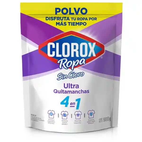 Ultra Quitamanchas en Polvo Clorox Ropa Blanca (Doypack) 900 gr