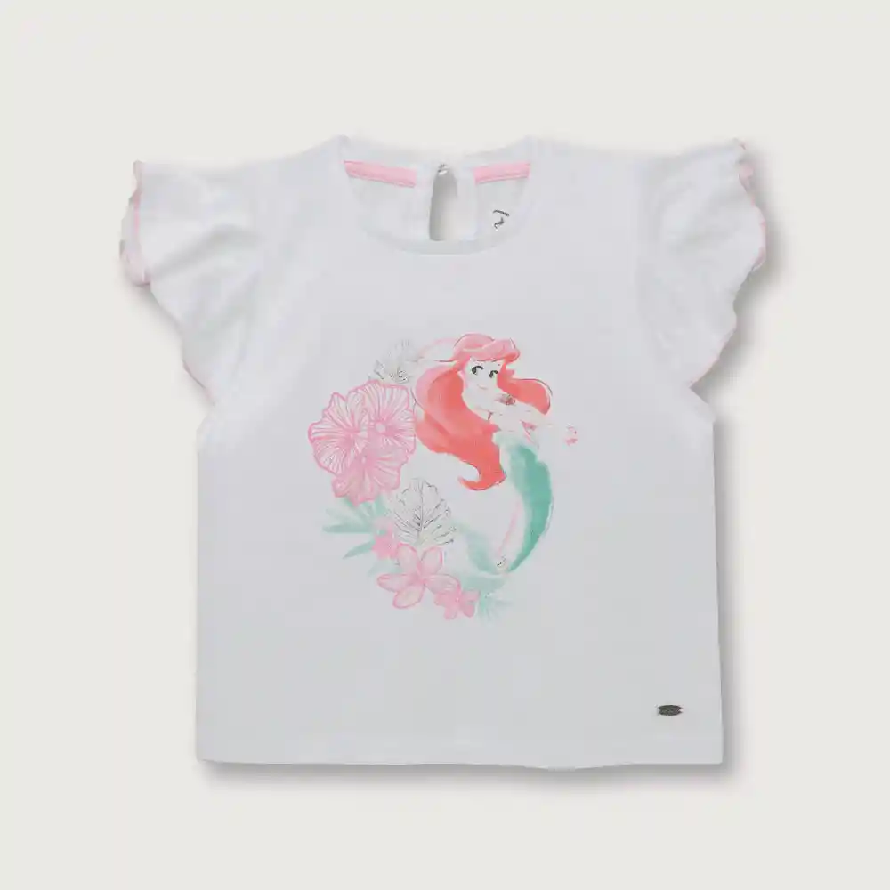 Polera Manga Alita La Sirenita Niña Blanco Talla 6m