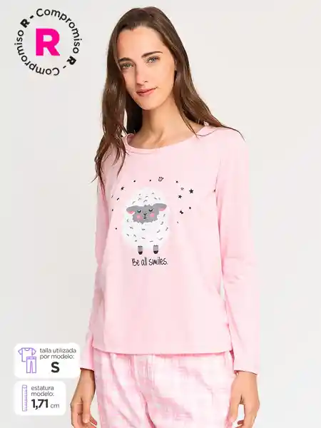 Index Top Manga Larga Print a fb V26 Rosado S