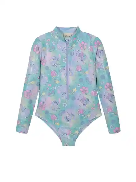 Lilo & Stitch Traje de Baño Manga Larga Niña Turquesa 10 V26