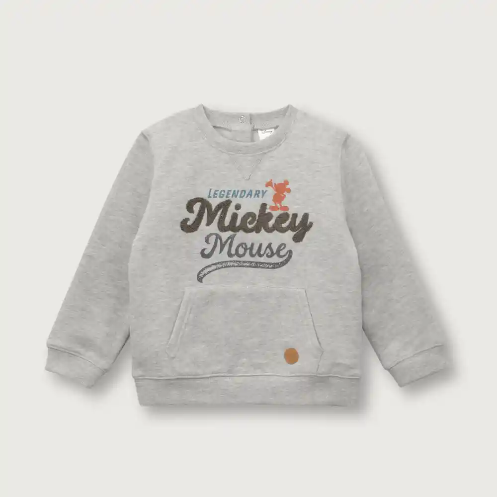 Poleron Disney Mickey De Niño Gris Talla 12m