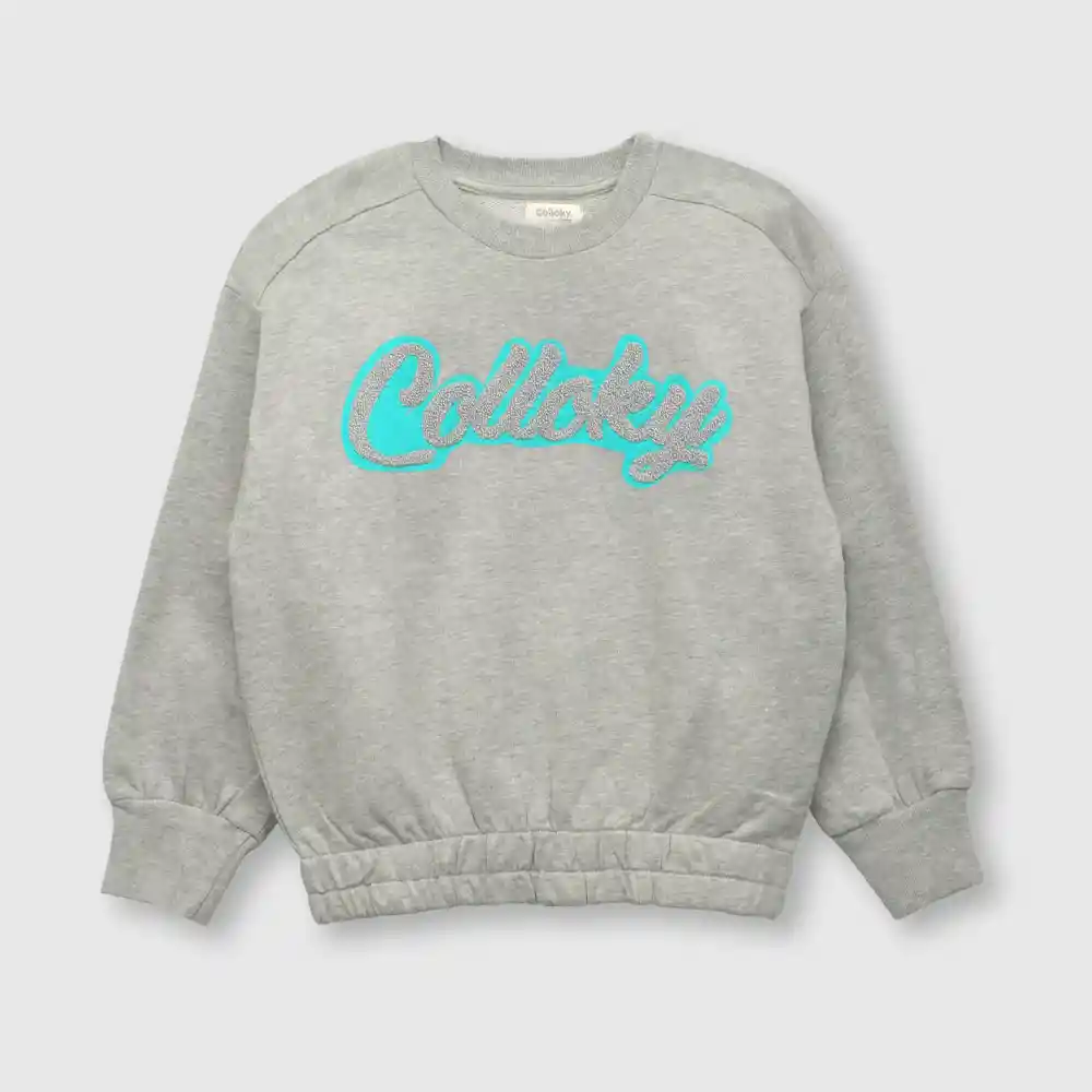 Polerón Bordado De Niña Gris Talla 4a