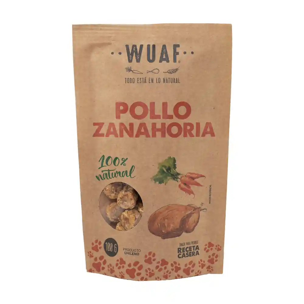 Wuaf Snack para Perros Receta Casera Sabor a Pollo y Zanahoria