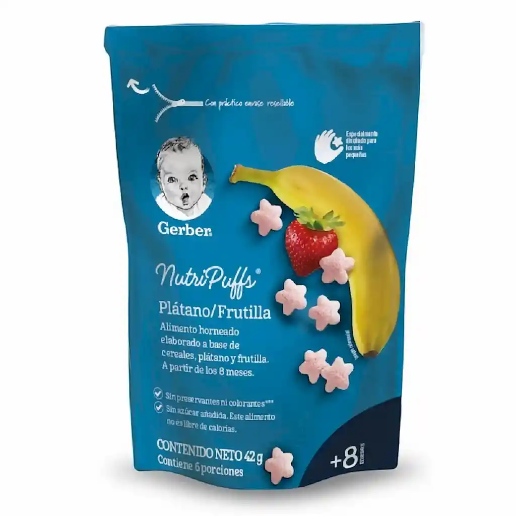 Gerber Snack Nutripuffs Plátano y Frutilla 