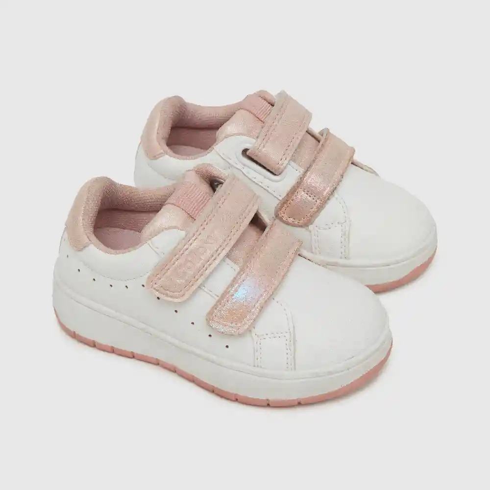 Zapatillas Urbana Dos Velcros De Niña Blanco Talla 27