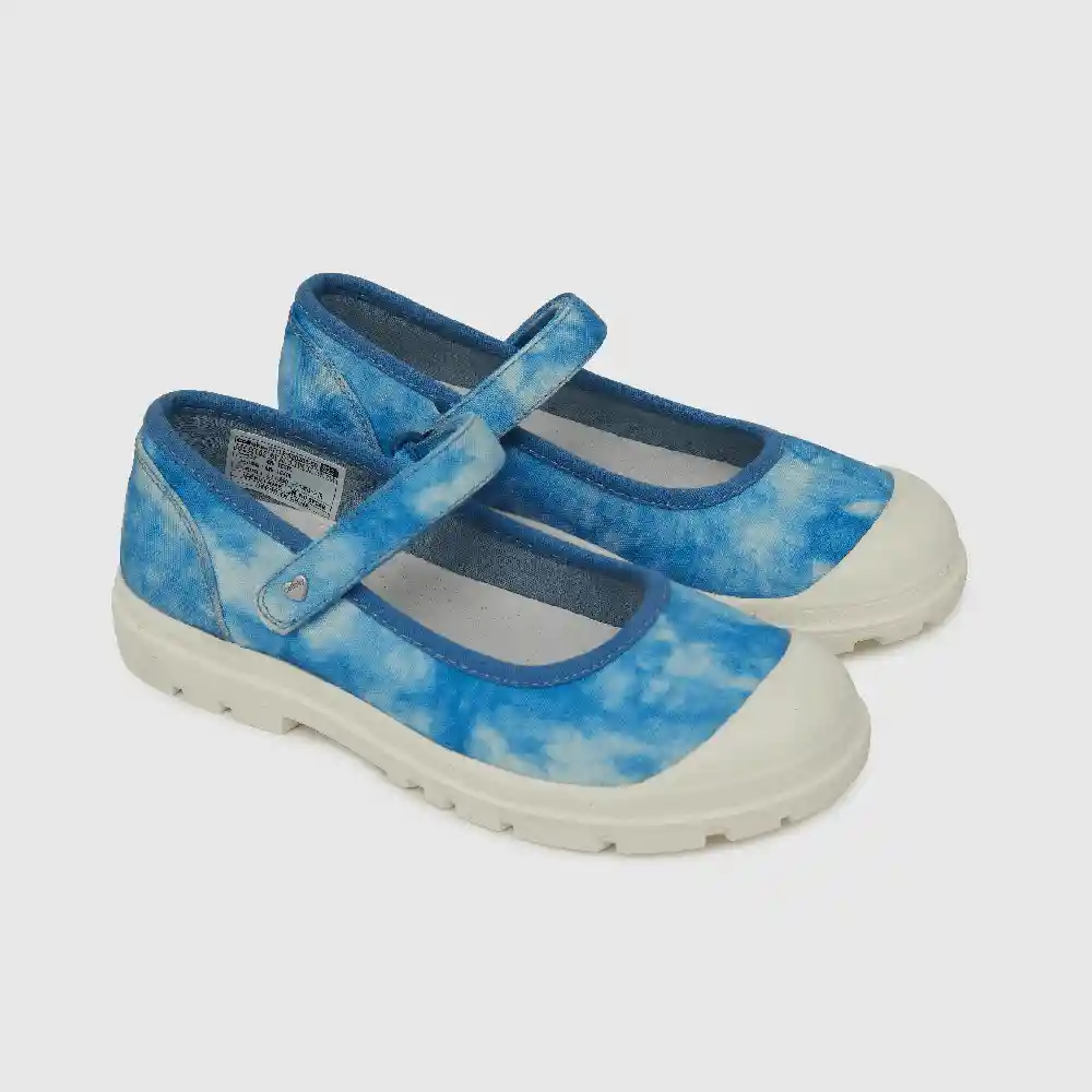 Zapatos Ballerina Velcro De Niña Azul Talla 33