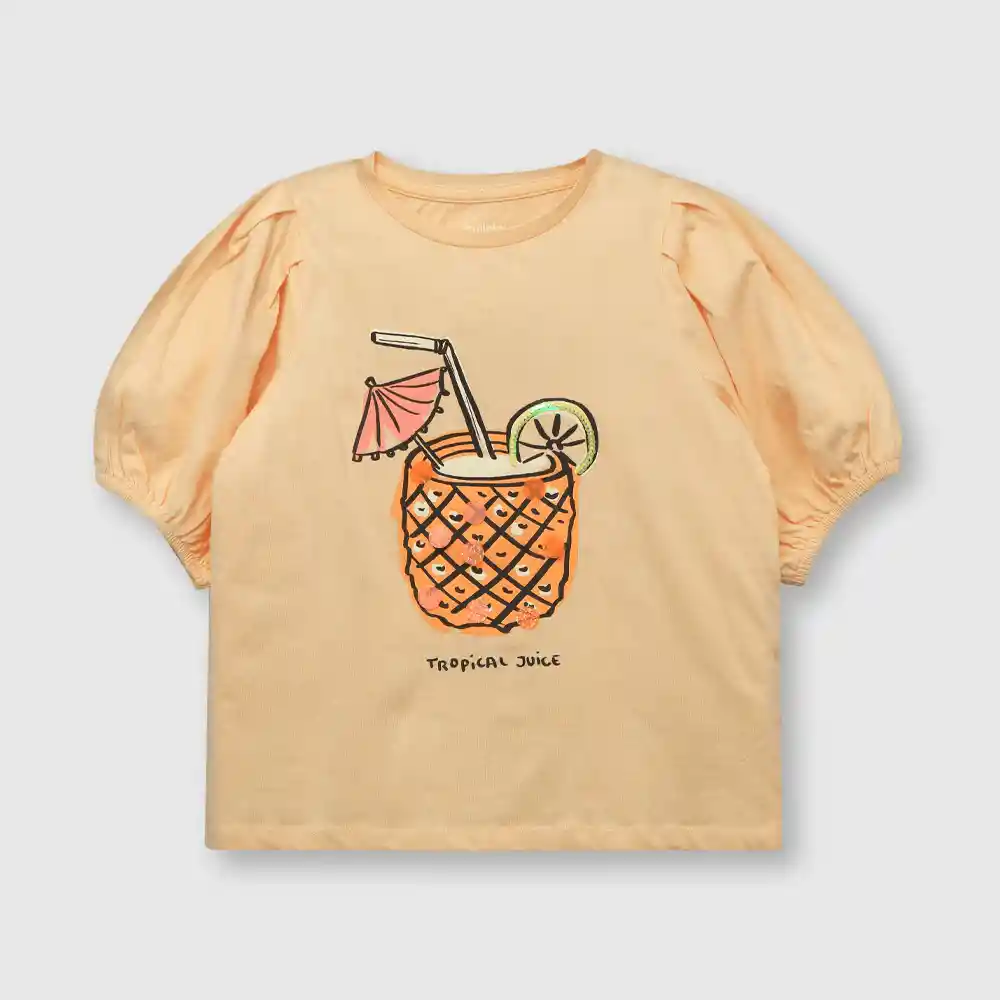 Polera Piña Niña Naranja Talla 12a