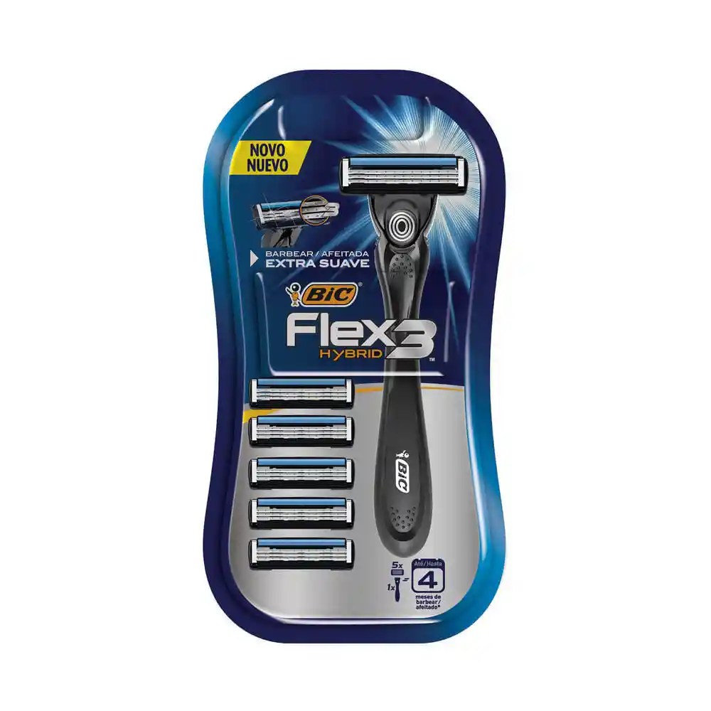 Bic Máquina de Afeitar Flex 3 + 5 Repuestos 