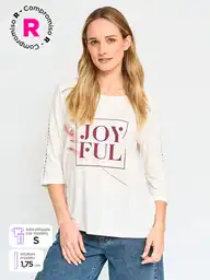 Aziz Camiseta Polera Manga 3/4 Dolly- C Ess Crudo M S25