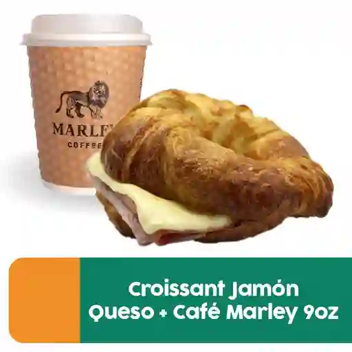 Croissant Jamón Queso + Café Marley