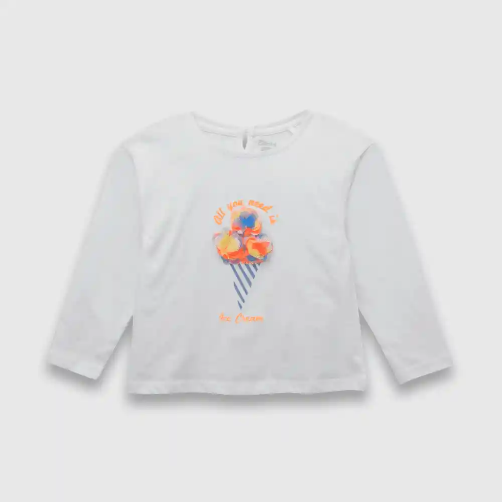 Polera Helado De Niña Blanco Talla 24 Meses