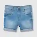 Bermuda De Bebé Mezclilla De Punto Niño Azul Talla 6/9m