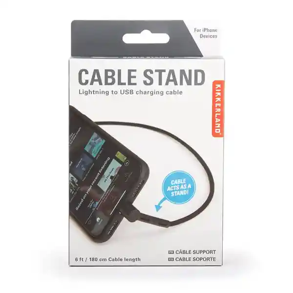 Kikkerland Cable Cargador Con Soporte Para IPhone