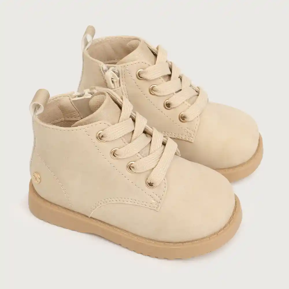 Botines Niña Toques Metalizados Beige Talla 22