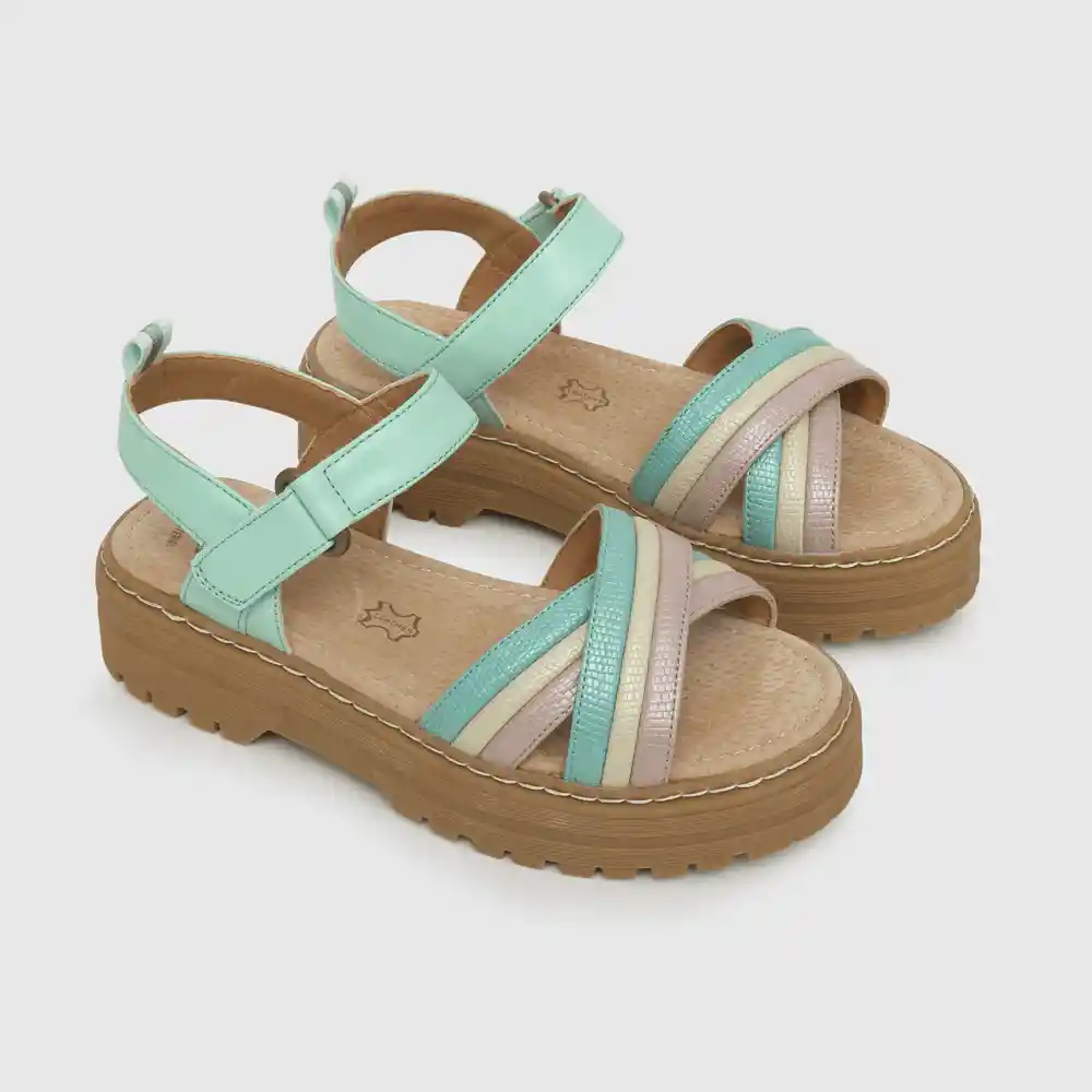 Sandalias Velcro Niña Verde Talla 34