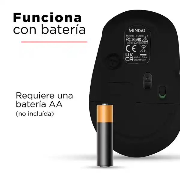 Miniso Mouse Pad Inalambrico Negro E701