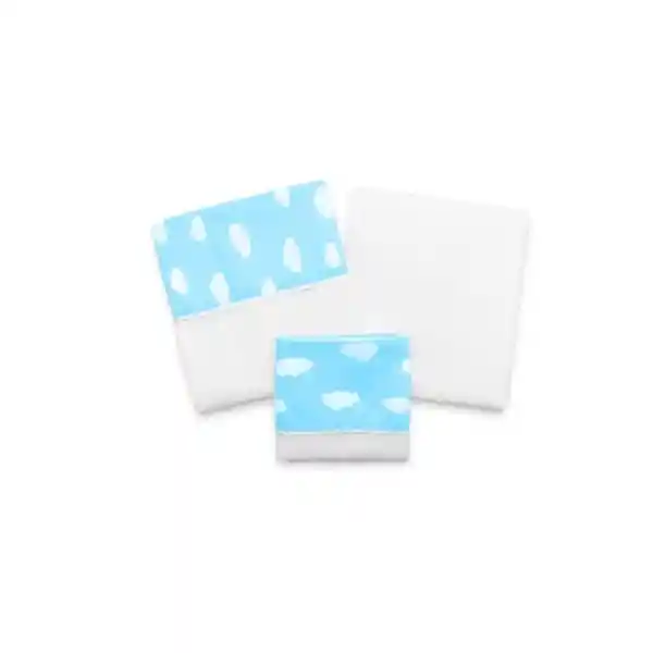 Garey Juego de Sábanas de Cuna 1.40 Nubes Celeste