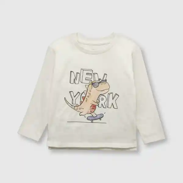 Polera de Bebé Niño Dino Urbano Off White Talla 3/6M Colloky