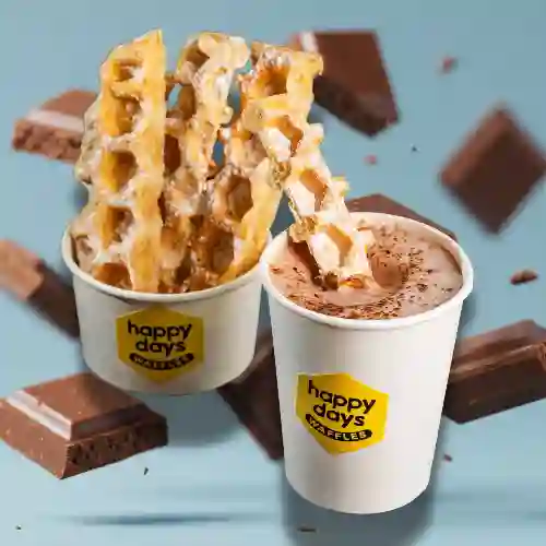 Waffles-churros con Chocolate Caliente