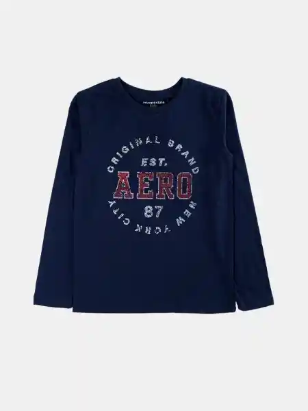 Aeropostale Polerón Manga Larga Graph o Marino 8 3815 V26