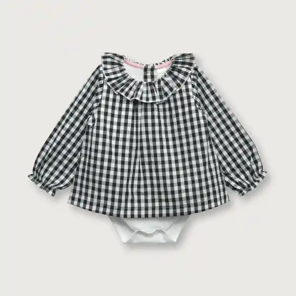 Body de Niña Blusa Cuadros Gris Talla 6 M Opaline