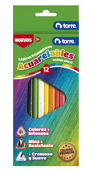 Torre Lápiz de Color Triangular Acuarelables 12 Colores
