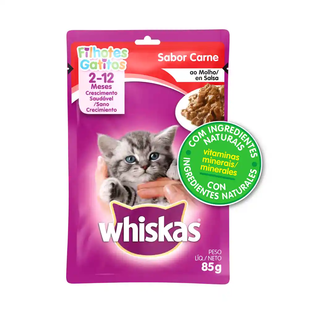 Whiskas Alimento Húmedo para Gatitos Carne en Salsa