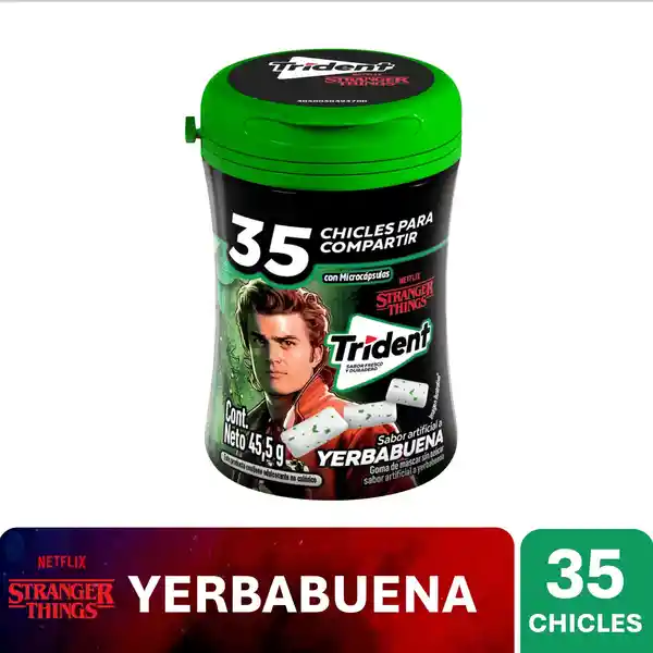 Trident Chicle Sin Azúcar Botella Sabor Yerbabuena