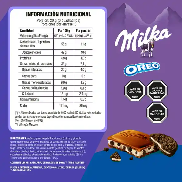 Milka Chocolate Relleno Con Oreo