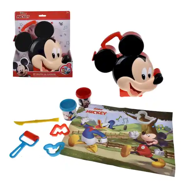 Set Masas Con Accesorios en Maleta Plástica 3d Mickey 24 x 26 cm