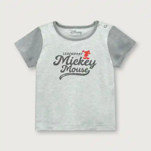 Pijama Polera + Short Mickey Melange Gris Talla 3A Opaline