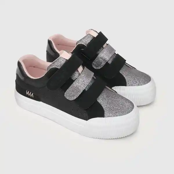 Zapatillas Urbana Con Brillo de Niña Negro Talla 34 Colloky