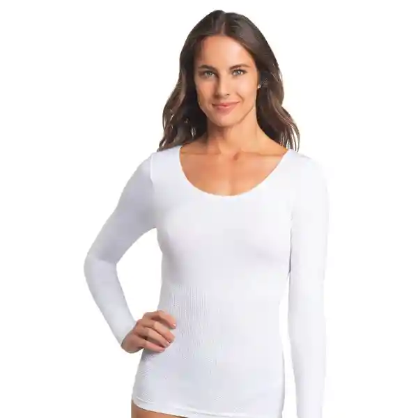 Polera Modelante Escote Redondo Blanco Caffarena