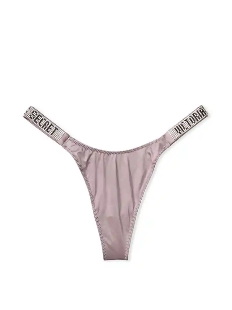 Victoria's Secret Panty Thong Tiras Brillantes Rosa Talla M