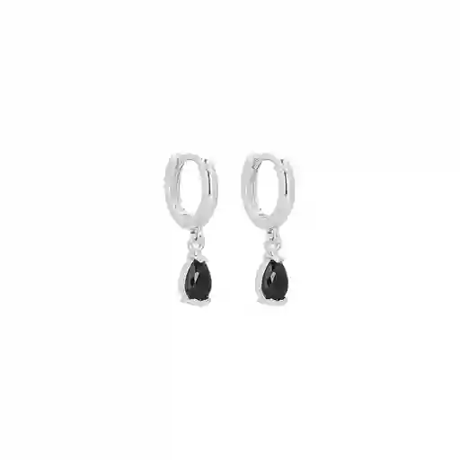 Argollas Drop Black Silver