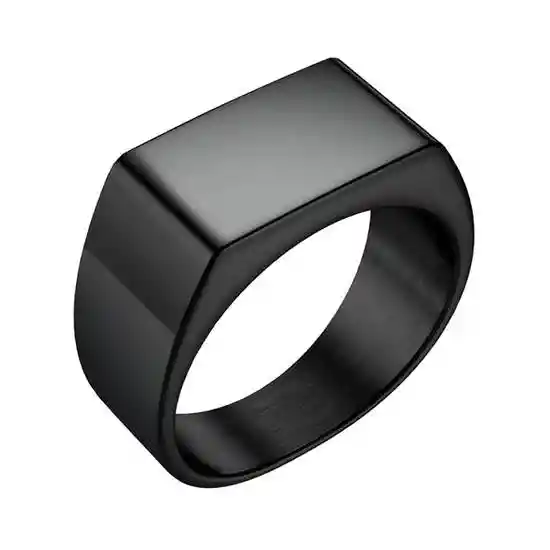 Anillo Plano Tipo Sello Rectangular Negro Talla 9