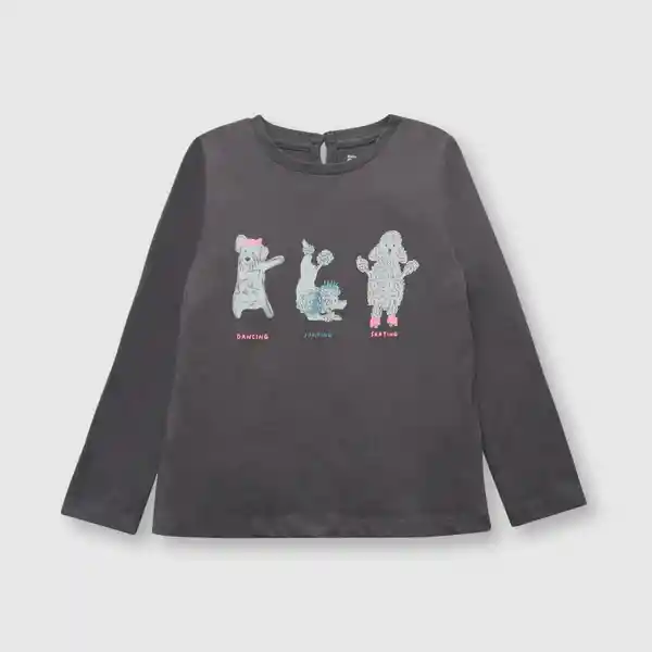 Polera de Bebé Niña Perros Grafito Talla 3/6M Colloky