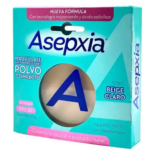 Asepxia Maquillaje en Polvo Comprimido Tono Beige Claro 